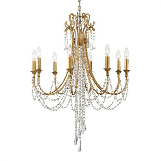 Crystorama Lighting Arcadia - 8 Light Chandelier Antique Gold Finish with Hand Cut Crystal